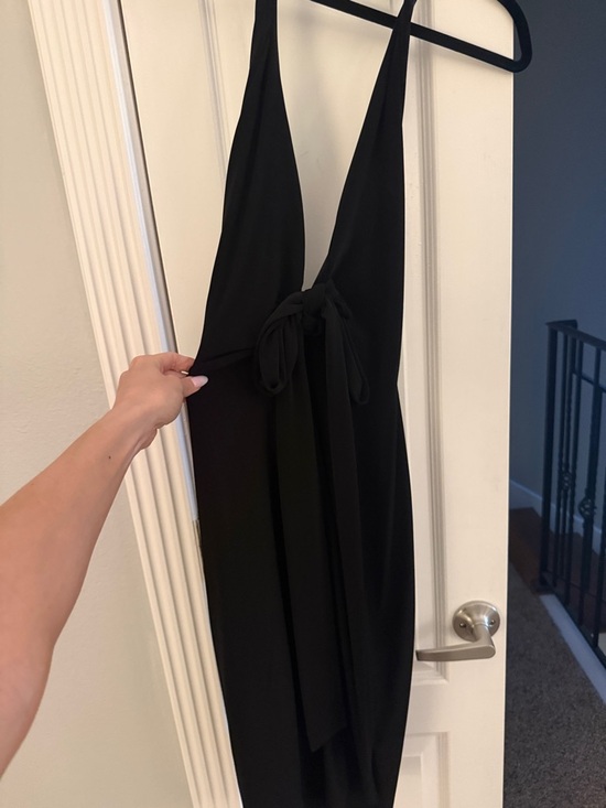 Norma Kamali Dresses & Skirts - NORMA KAMALI BACKLESS DRESS Black Deep V Tie-Front Dress